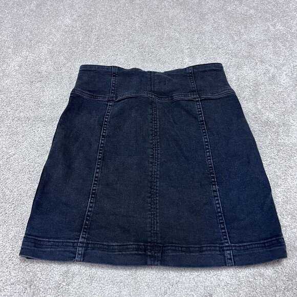 Free People Skirt Women’s Black Denim Drawstring Size 6 - Picture 8 of 11